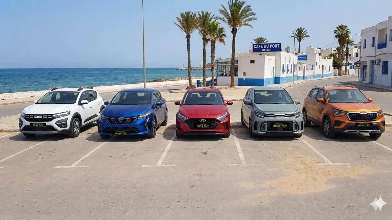 Voiture RoadTrip sur une route de Tunisie